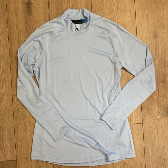 J.Lindeberg | Light Blue Mock Neck Long Sleeve Kate Compression Top | Large - Picture 2 of 6